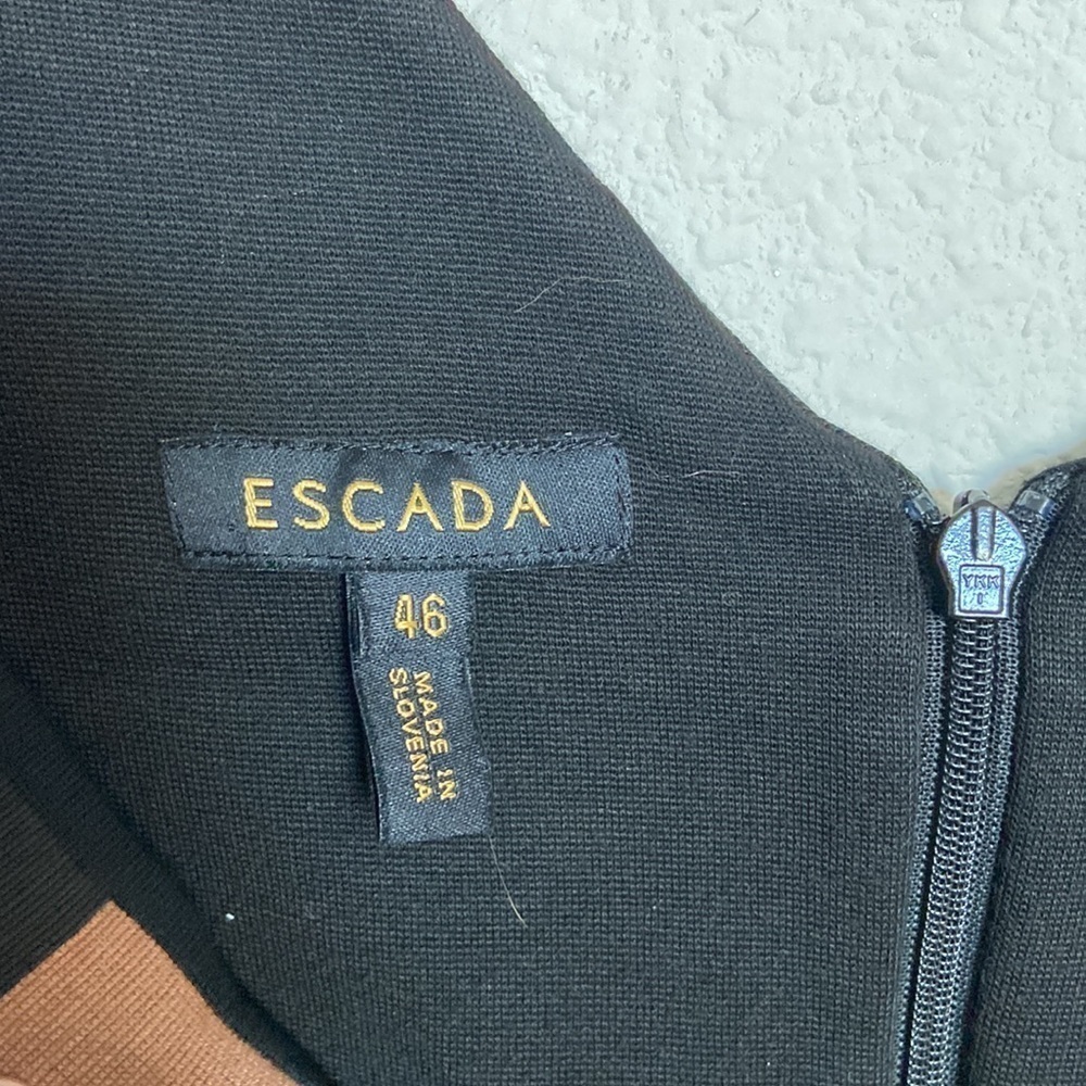 Escada Black Colorblock Pattern Midi Length Dress… - image 2